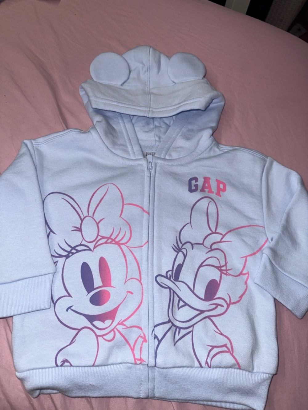 GAP Light Blue Minnie & Daisy Hooded Zip Sweatshirt